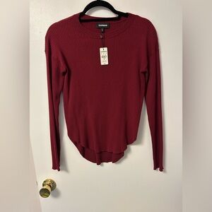 Express Women's Burgundy Ribbed Sweater Size XS NWT